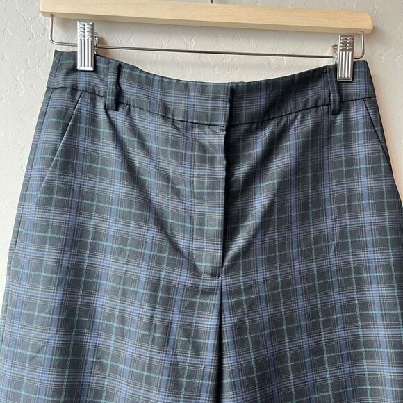 Tibi Trouser Pants Marvel Black Blue Plaid Taylor Straight Leg Ankle Pant Size 4 - Picture 3 of 11